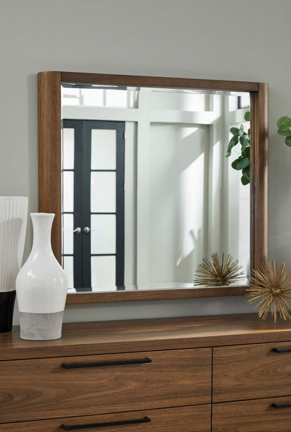 Modus Furniture - Totes Beveled Glass Wall or Dresser Mirror in English Walnut - RXVK83 view 2