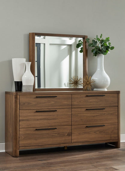 Modus Furniture - Totes Beveled Glass Wall or Dresser Mirror in English Walnut - RXVK83 view 3