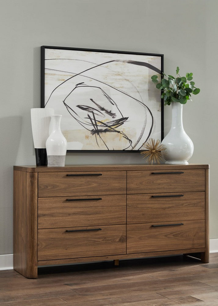 Modus Furniture - Totes Six Drawer Dresser in English Walnut - RXVK82 view 3