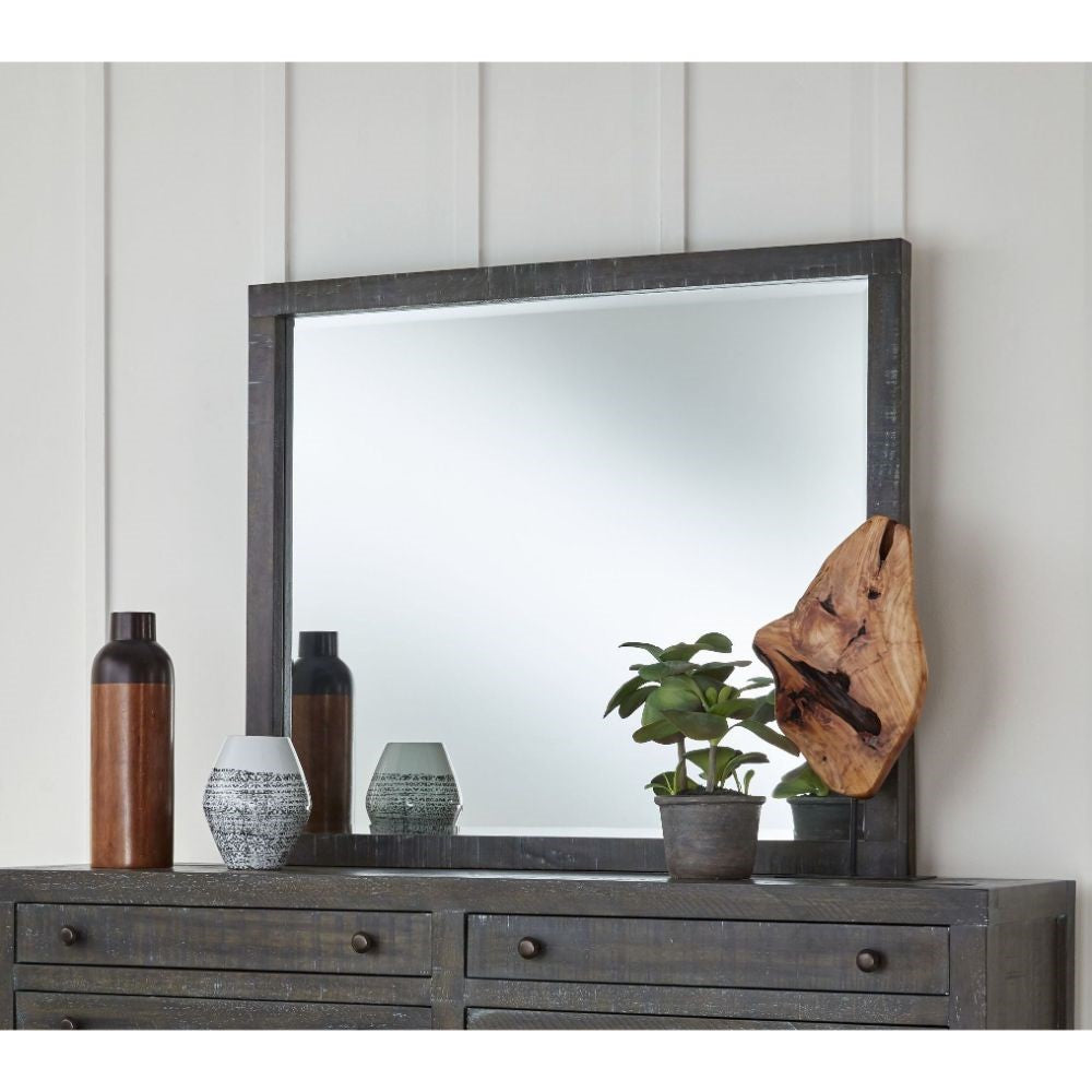 Modus Furniture - Townsend Solid Wood Beveled Glass Mirror in Gunmetal - 8TR983 veiw 2
