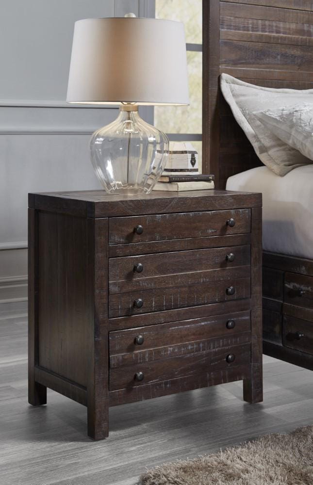 Modus Furniture - Townsend Three Drawer Solid Wood Nightstand in Java - 8T0681 veiw 1