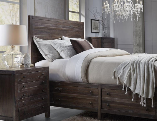 Modus Furniture - Townsend Three Drawer Solid Wood Nightstand in Java - 8T0681 veiw 2