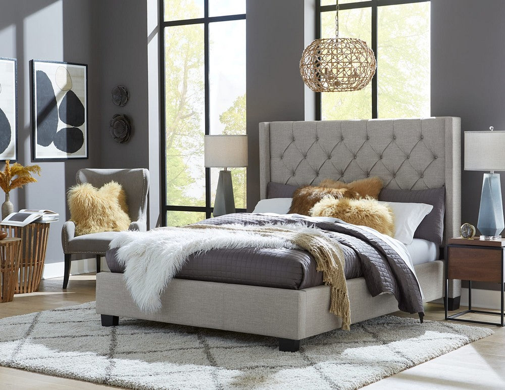 Modus Furniture - Verona Full-size Upholstered Footboard Storage Bed in Speckled Grey - 3ZFBD464 view 4