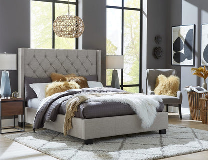 Modus Furniture - Verona Full-size Upholstered Platform Bed in Speckled Grey - 3ZFBL464 view 5