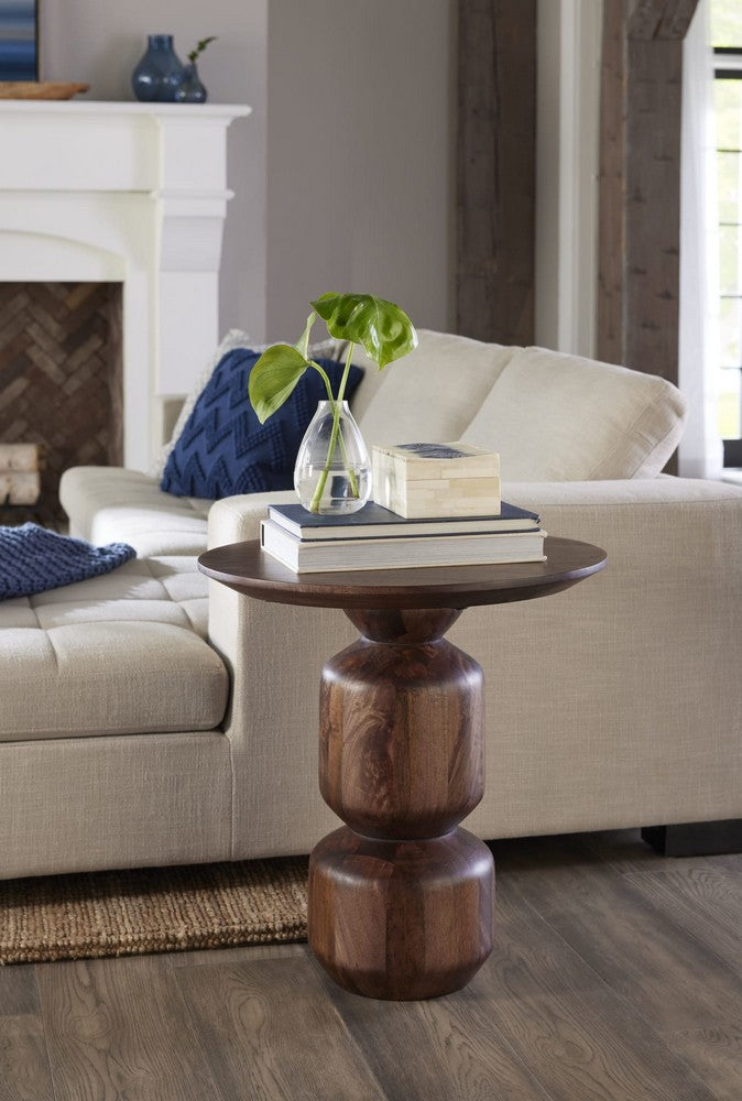 Modus Furniture - Virton Solid Wood Round End Table in Smoked Brown - PMRR22 view 4