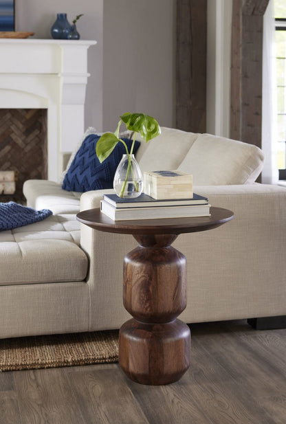 Modus Furniture - Virton Solid Wood Round End Table in Smoked Brown - PMRR22 view 4