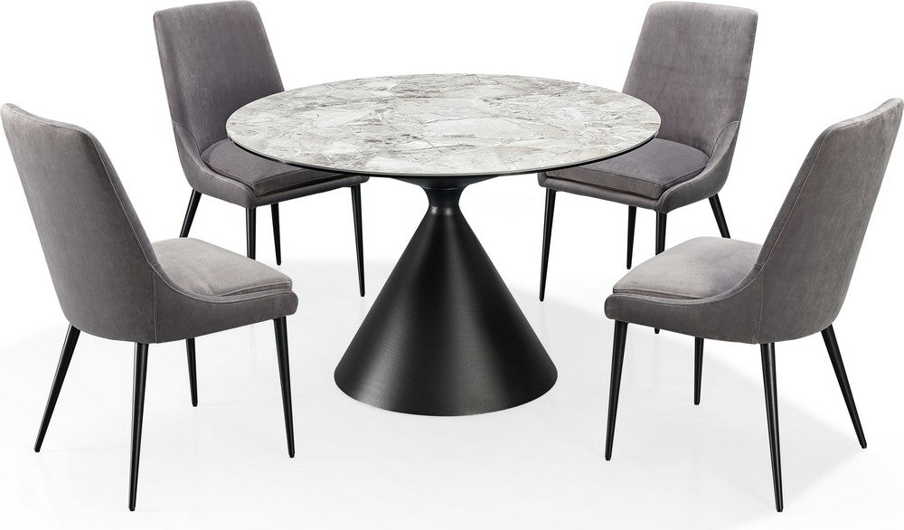 Modus Furniture - Winston Stone Top Metal Base Round Dining Table in Grigio - FMNY60 view 3
