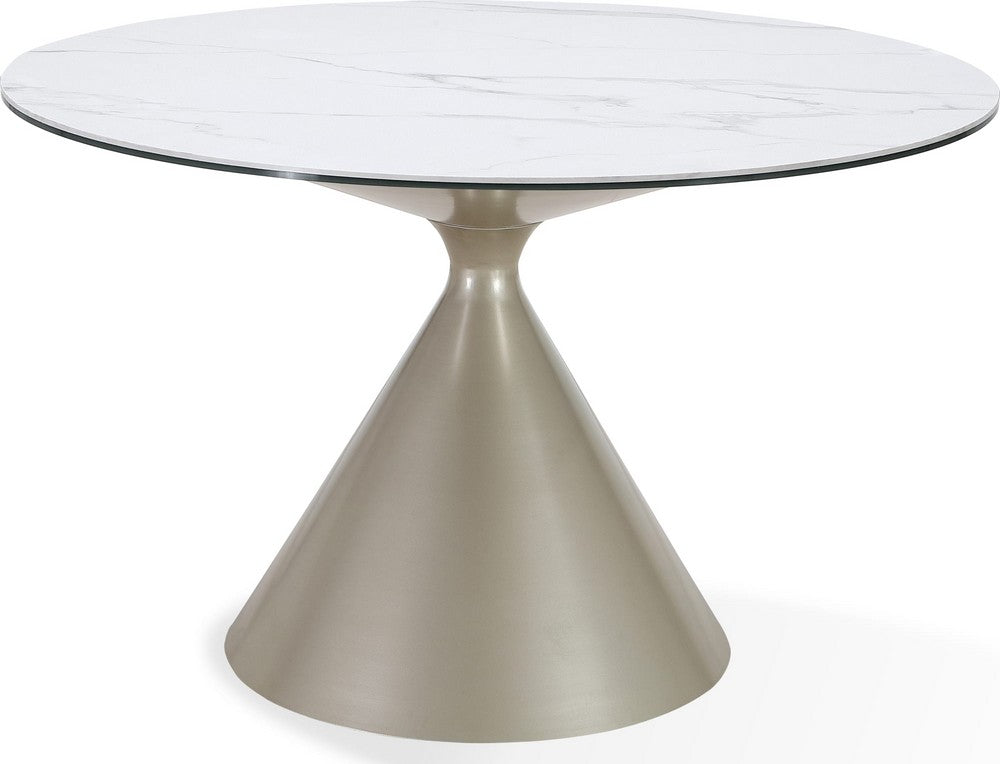 Modus Furniture - Winston Stone Top Metal Base Round Dining Table in Oat Milk and Champagne - FMKR60 view 1
