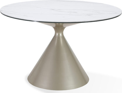Modus Furniture - Winston Stone Top Metal Base Round Dining Table in Oat Milk and Champagne - FMKR60 view 1