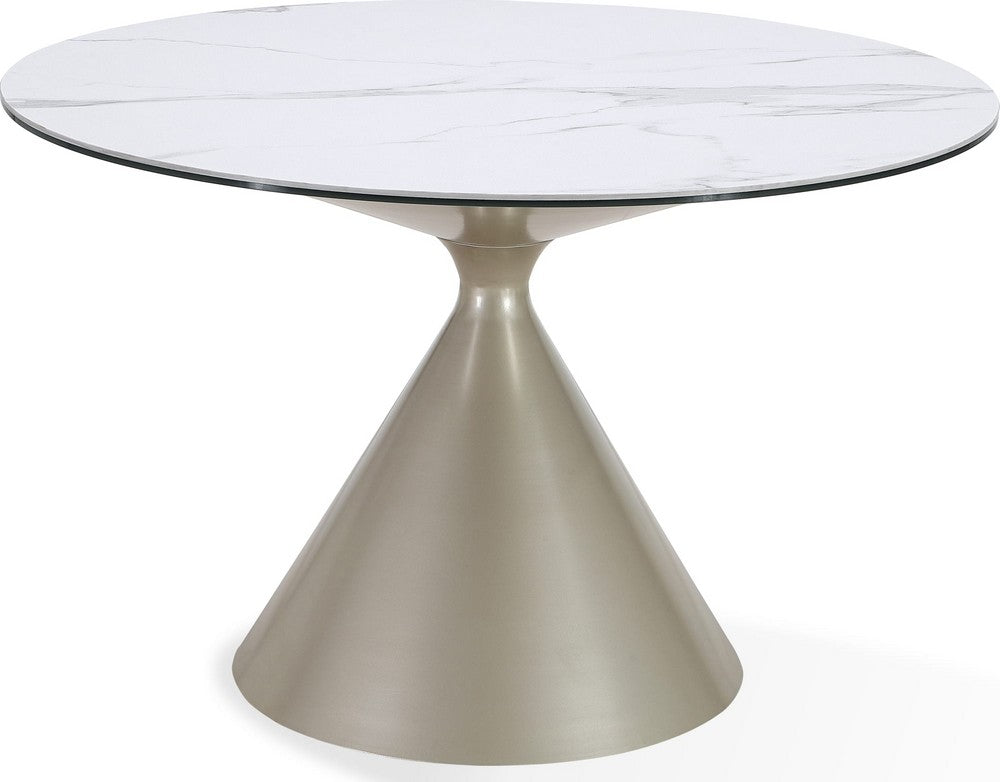Modus Furniture - Winston Stone Top Metal Base Round Dining Table in Oat Milk and Champagne - FMKR60 view 2