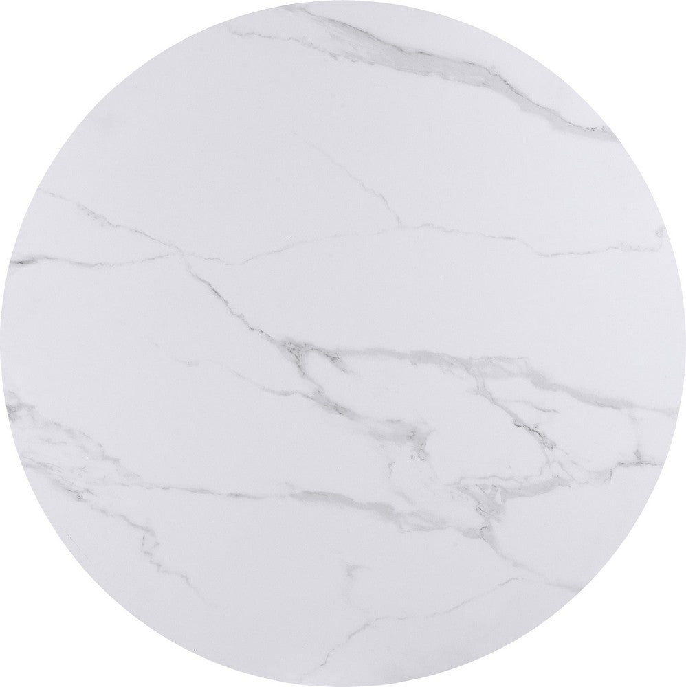 Modus Furniture - Winston Stone Top Metal Base Round Dining Table in Oat Milk and Champagne - FMKR60 view 4