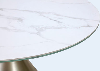 Modus Furniture - Winston Stone Top Metal Base Round Dining Table in Oat Milk and Champagne - FMKR60 view 5