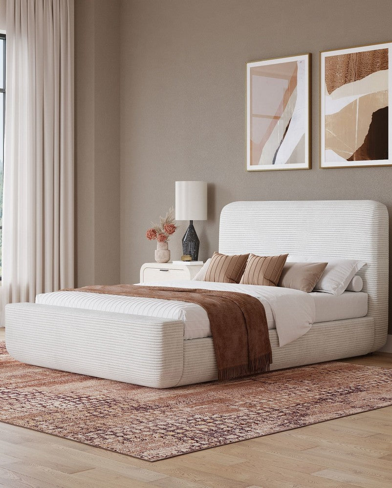 Modus Furniture - Wisteria Queen-size Upholstered Platform Bed in Frosty Corduroy - RYVMH5 view 6