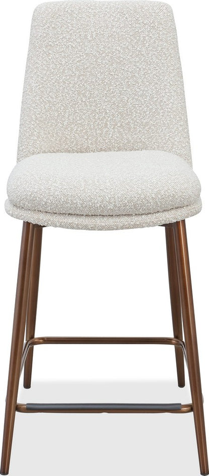 Modus Furniture - Wyatt Upholstered Counter Stool in Ricotta Boucle and Bronze Metal - PWTA69FMY_1 view 2