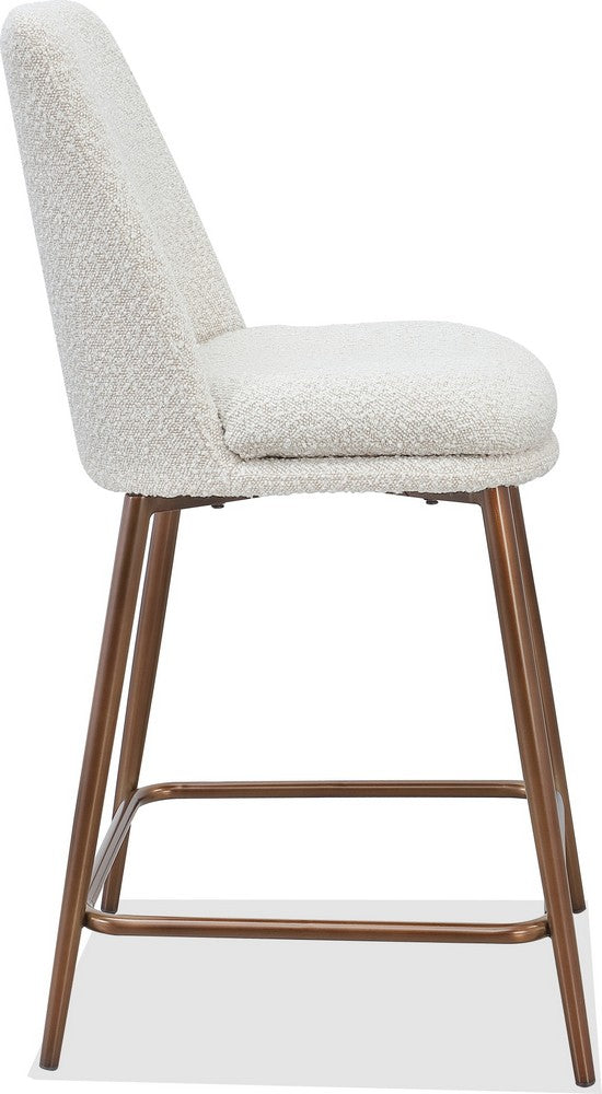 Modus Furniture - Wyatt Upholstered Counter Stool in Ricotta Boucle and Bronze Metal - PWTA69FMY_1 view 3