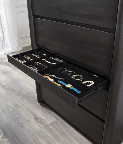 Modus Furniture - Xolani Five Drawer Acacia Wood Chest with Jewelry Tray in Jaguar - TTXT84 view 7