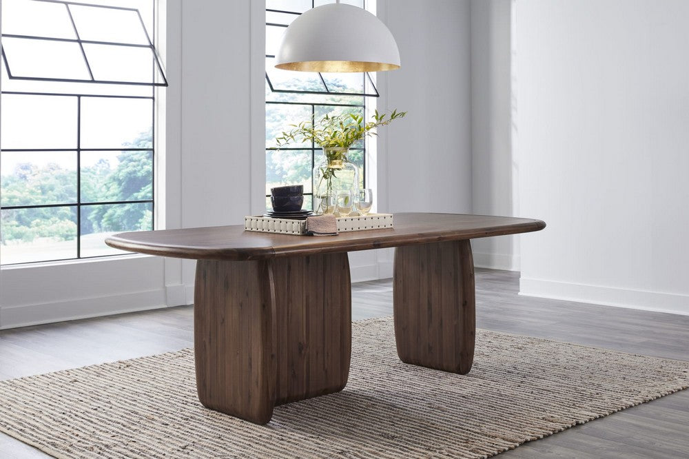 Modus Furniture - Xolani Rectangular Acacia Wood Pedestal Table in Impala - TTXU60 view 9