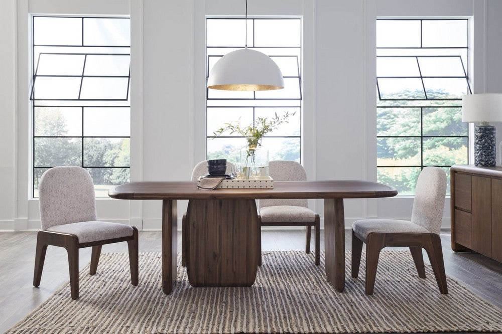 Modus Furniture - Xolani Rectangular Acacia Wood Pedestal Table in Impala - TTXU60 view 10