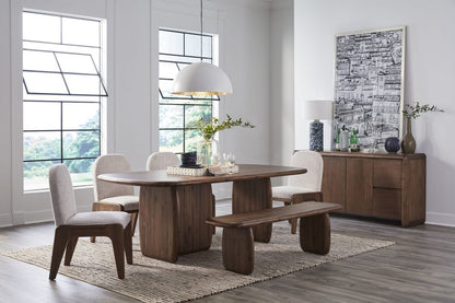 Modus Furniture - Xolani Rectangular Acacia Wood Pedestal Table in Impala - TTXU60 view 11