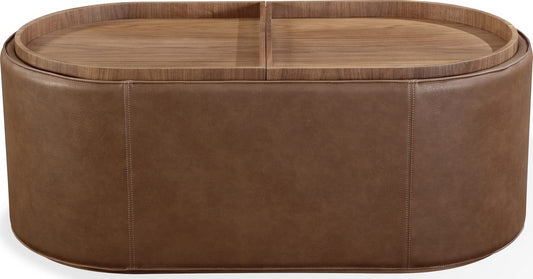 Modus Furniture - Yeal Leather Upholstered Storage Coffee Table with Wooden Tray Top and Casters - VG8421 view 2