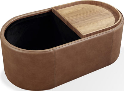 Modus Furniture - Yeal Leather Upholstered Storage Coffee Table with Wooden Tray Top and Casters - VG8421 view 3