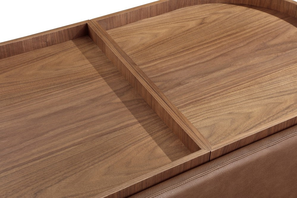 Modus Furniture - Yeal Leather Upholstered Storage Coffee Table with Wooden Tray Top and Casters - VG8421 view 5