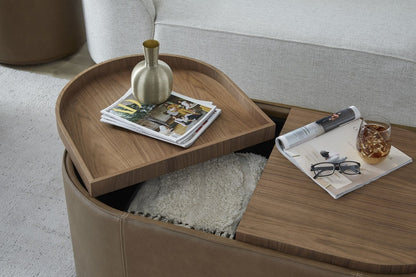 Modus Furniture - Yeal Leather Upholstered Storage Coffee Table with Wooden Tray Top and Casters - VG8421 view 6