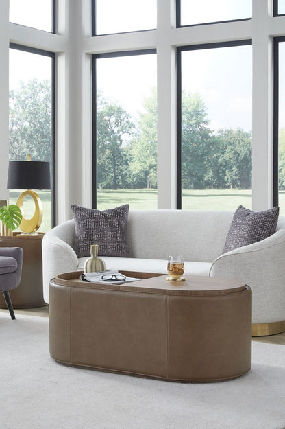 Modus Furniture - Yeal Leather Upholstered Storage Coffee Table with Wooden Tray Top and Casters - VG8421 view 7
