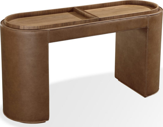 Modus Furniture - Yeal Leather Upholstered Storage Console Table with Wooden Tray Top - VG8423 view 1