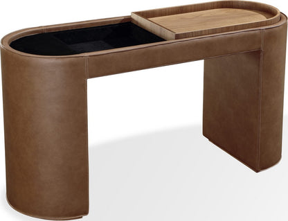 Modus Furniture - Yeal Leather Upholstered Storage Console Table with Wooden Tray Top - VG8423 view 3