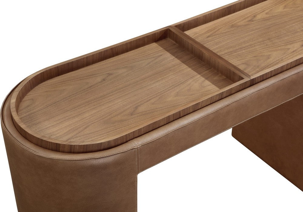 Modus Furniture - Yeal Leather Upholstered Storage Console Table with Wooden Tray Top - VG8423 view 5