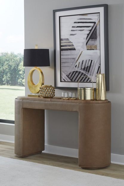 Modus Furniture - Yeal Leather Upholstered Storage Console Table with Wooden Tray Top - VG8423 view 6