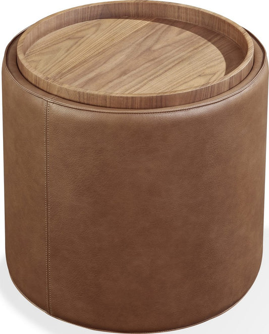 Modus Furniture - Yeal Leather Upholstered Storage End Table with Wooden Tray Top - VG8422 view 1