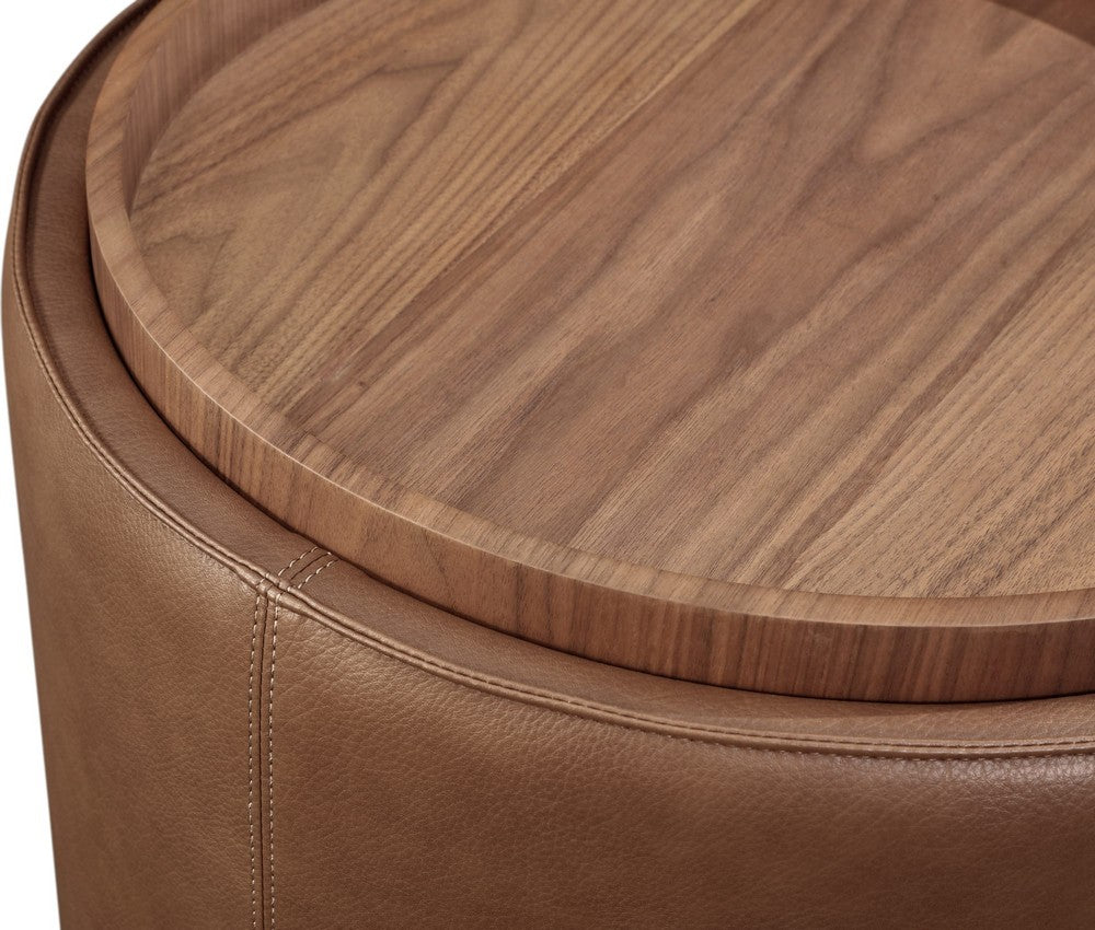 Modus Furniture - Yeal Leather Upholstered Storage End Table with Wooden Tray Top - VG8422 view 3