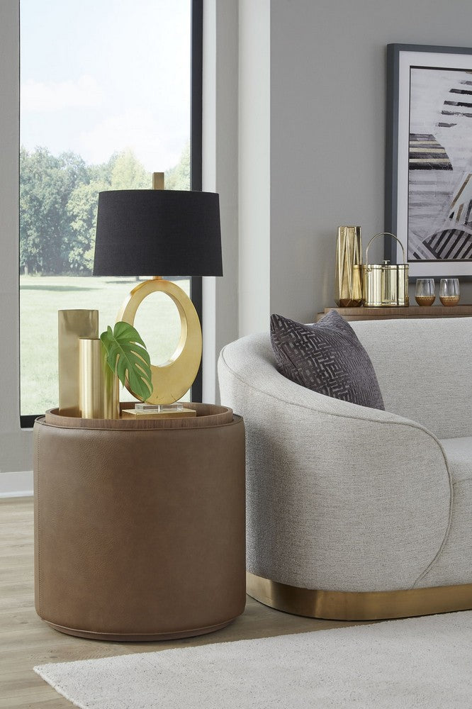 Modus Furniture - Yeal Leather Upholstered Storage End Table with Wooden Tray Top - VG8422 view 4
