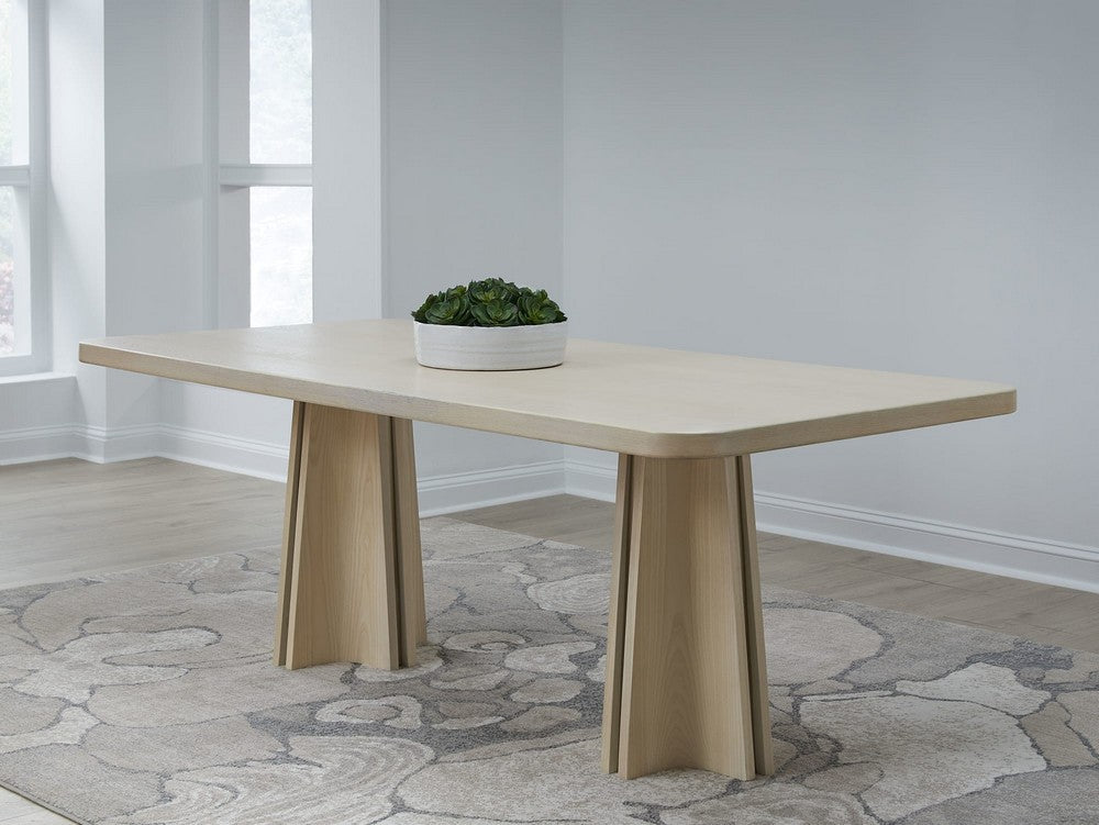 Modus Furniture - Zinnia Ash Wood Double Pedestal Dining Table in White Sand - RSTP60 view 8