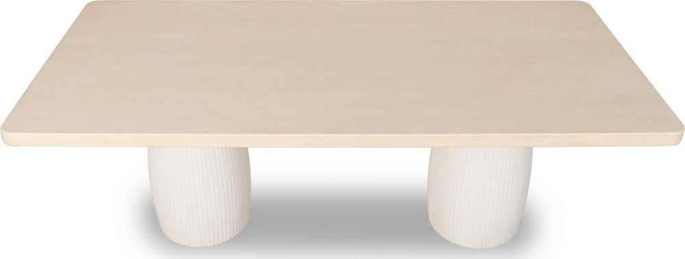 Modus Furniture - Zinnia Plaster Base Wood Top Dining Table in White Sand and Ivory - RSTP61 view 3