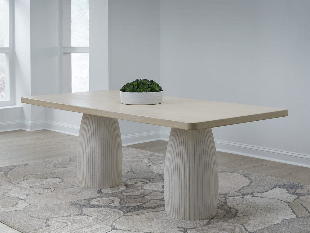 Modus Furniture - Zinnia Plaster Base Wood Top Dining Table in White Sand and Ivory - RSTP61 view 6