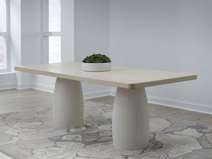 Modus Furniture - Zinnia Plaster Base Wood Top Dining Table in White Sand and Ivory - RSTP61 view 6