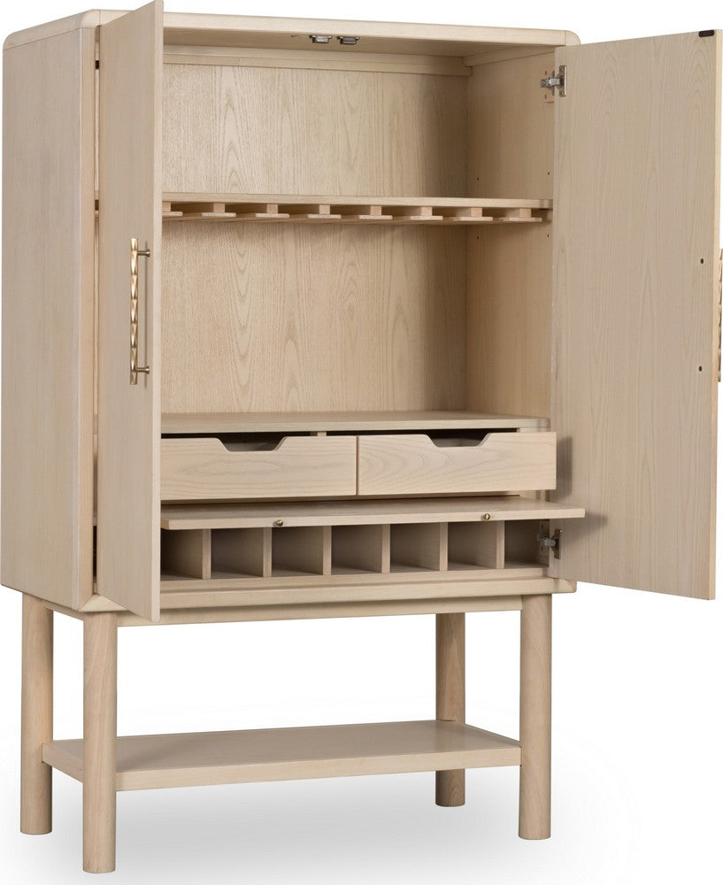 Modus Furniture - Zinnia Two Door Ash Wood Bar Cabinet in White Sand - RSTP80 view 3