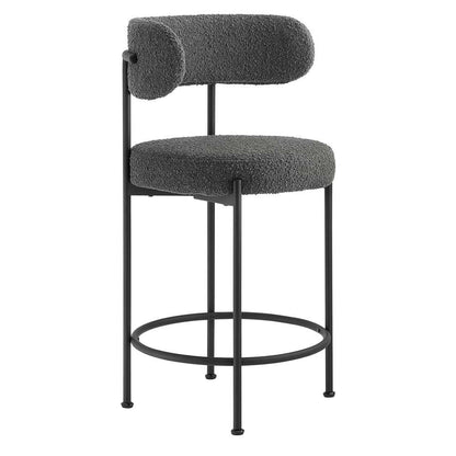 Modway - Albie Boucle Fabric Counter Stools - (Set of 2) - EEI-6518-CHA-BLK veiw 3