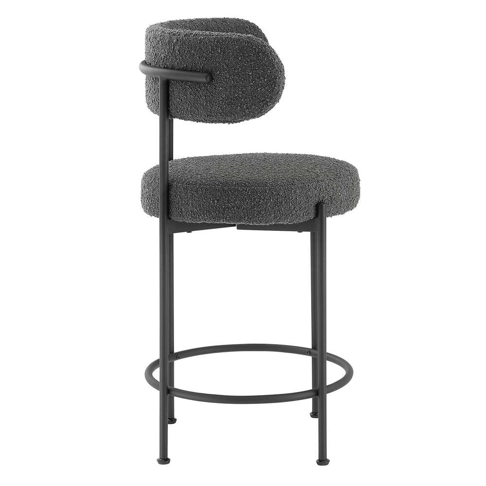 Modway - Albie Boucle Fabric Counter Stools - (Set of 2) - EEI-6518-CHA-BLK veiw 4