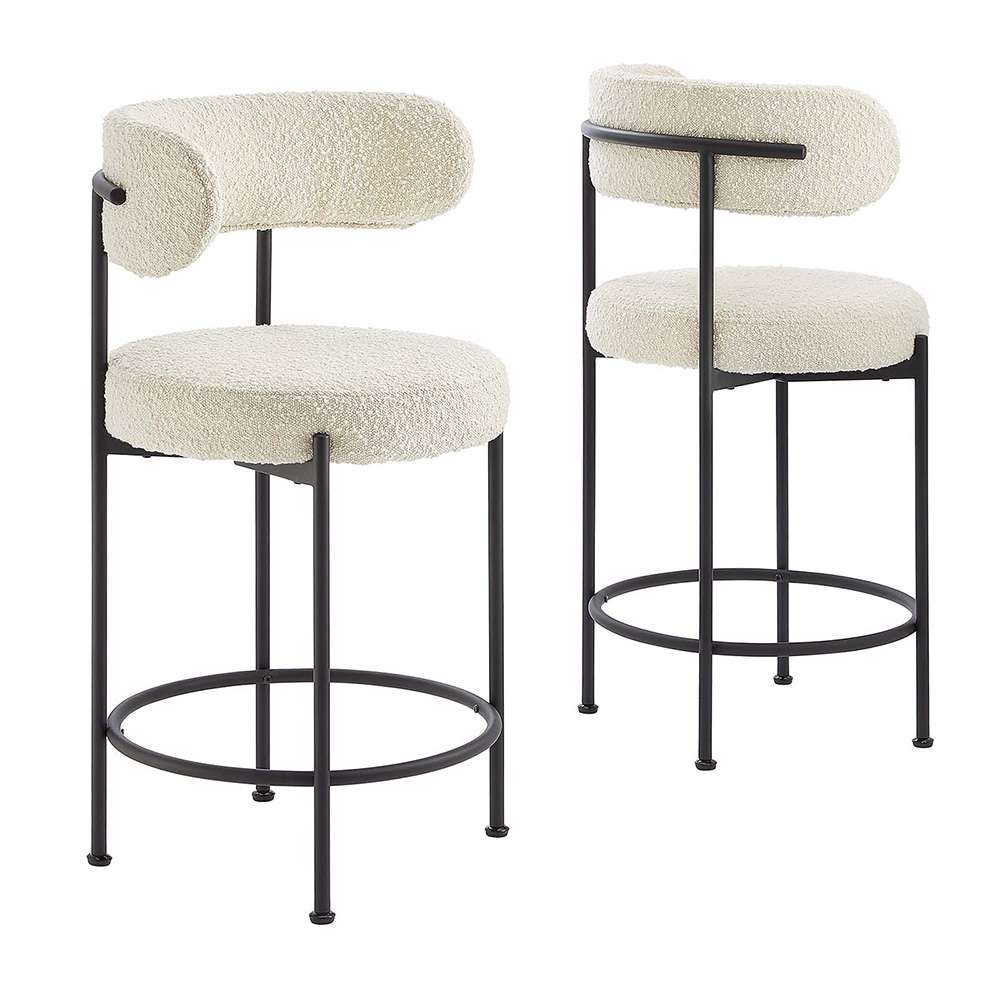 Modway - Albie Boucle Fabric Counter Stools - (Set of 2) - EEI-6518-IVO-BLK veiw 1
