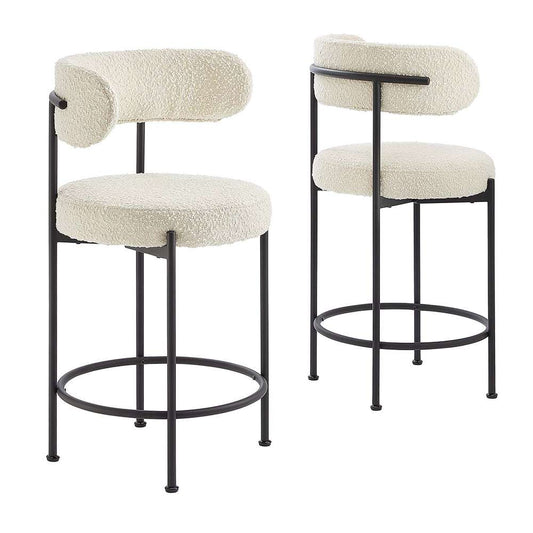 Modway - Albie Boucle Fabric Counter Stools - (Set of 2) - EEI-6518-IVO-BLK veiw 1