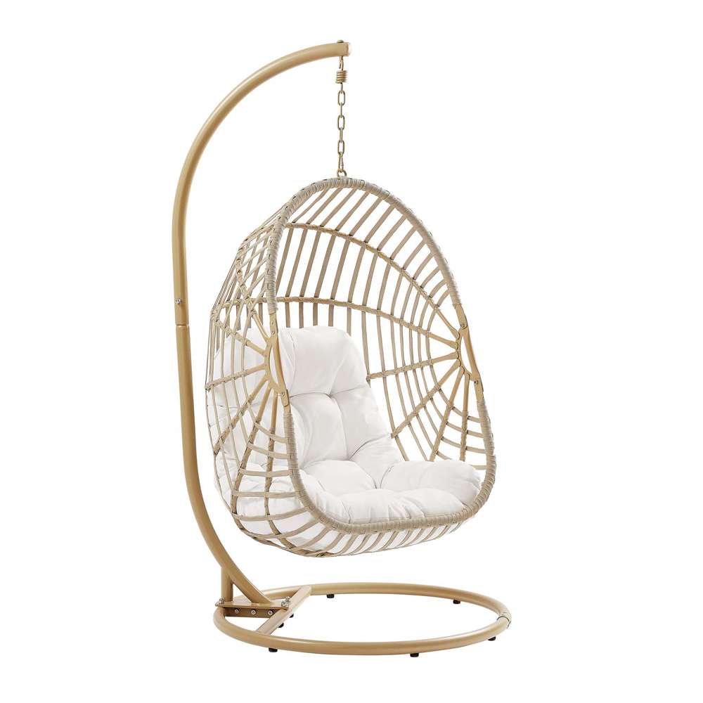 Modway - Amalie Wicker Rattan Outdoor Patio Rattan Swing Chair - EEI-6337-NAT-WHI veiw 2