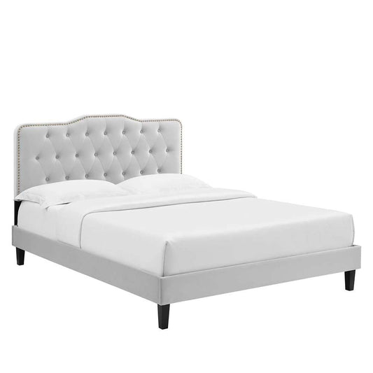 Modway - Amber Tufted Performance Velvet King Platform Bed - MOD-6786-LGR veiw 1