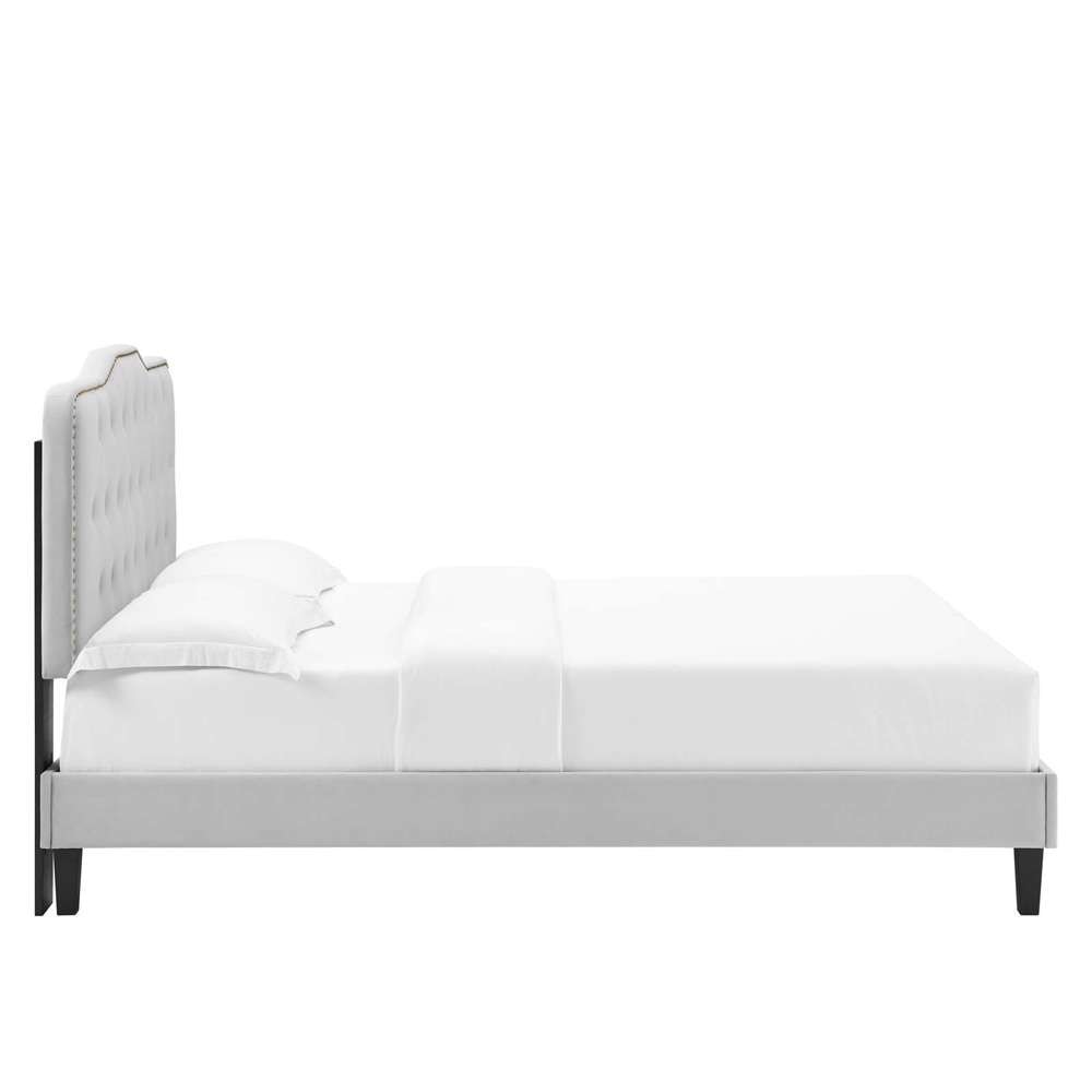 Modway - Amber Tufted Performance Velvet King Platform Bed - MOD-6786-LGR veiw 3