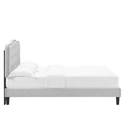 Modway - Amber Tufted Performance Velvet King Platform Bed - MOD-6786-LGR veiw 3