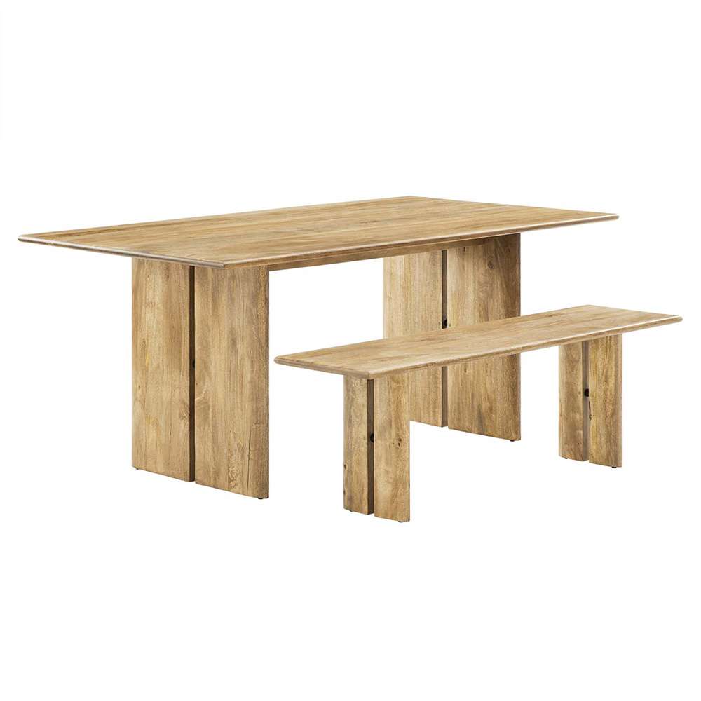 Modway - Amistad 72in Wood Dining Table and Bench Set - EEI-6559-OAK veiw 1