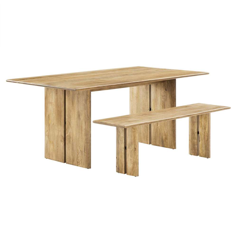 Modway - Amistad 72in Wood Dining Table and Bench Set - EEI-6559-OAK veiw 2
